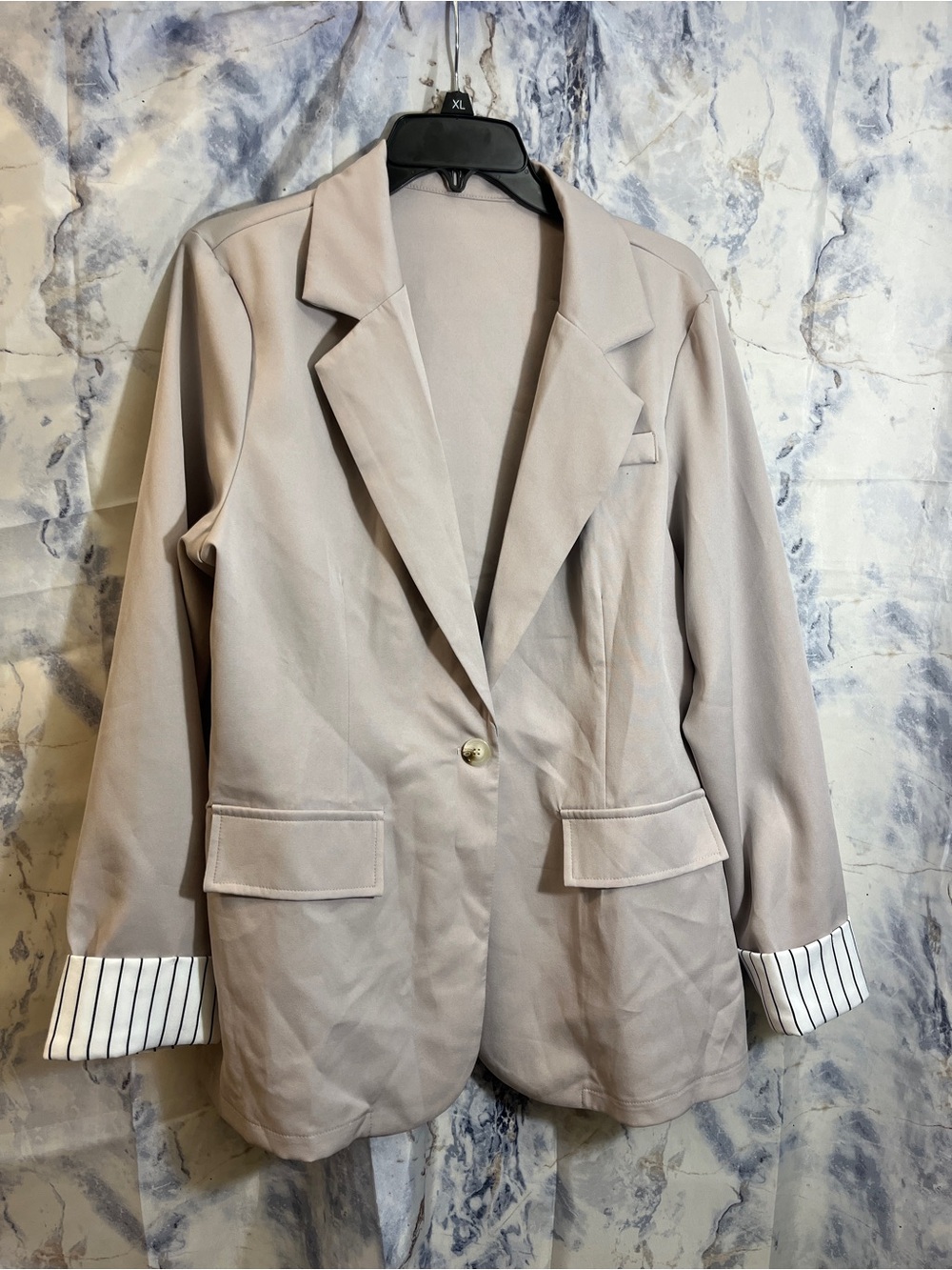 Neutral Taupe Women's Blazer Jacket - Classic Single-Button